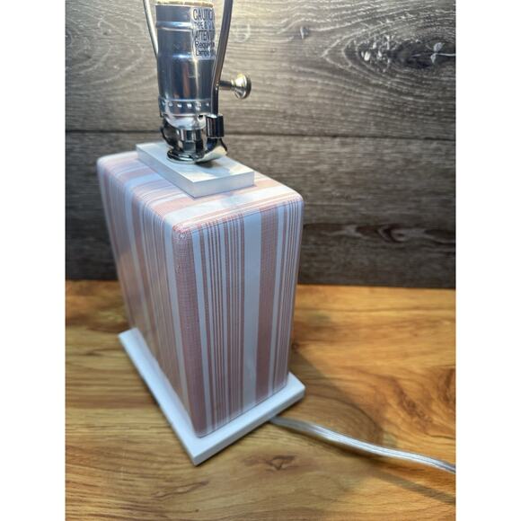 Ralph Lauren Home Porcelain Table Lamp White & Pink Stripe 17” Designer Decor - Picture 5 of 9